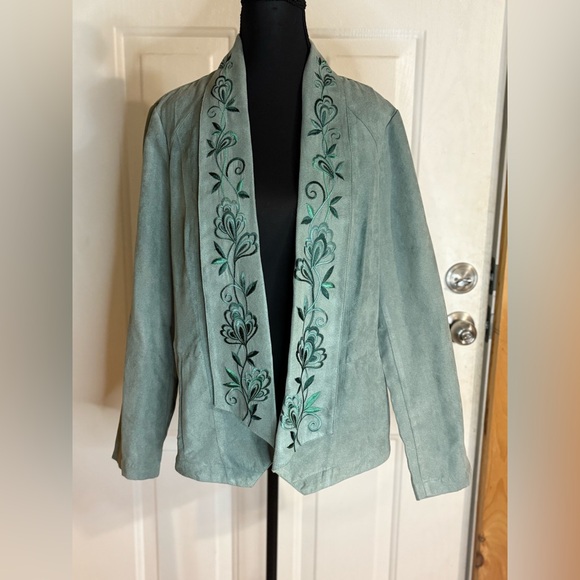 Draper’s & Damon’s Floral Embroidered suede feel Women's Blazer in Spruce M NWT - Picture 3 of 12